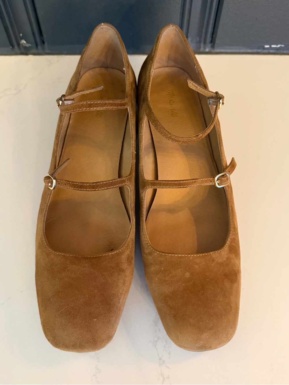 Madewell Nettie Suede Heeled Mary Jane Shoes Mahogany - Picture 4 of 11